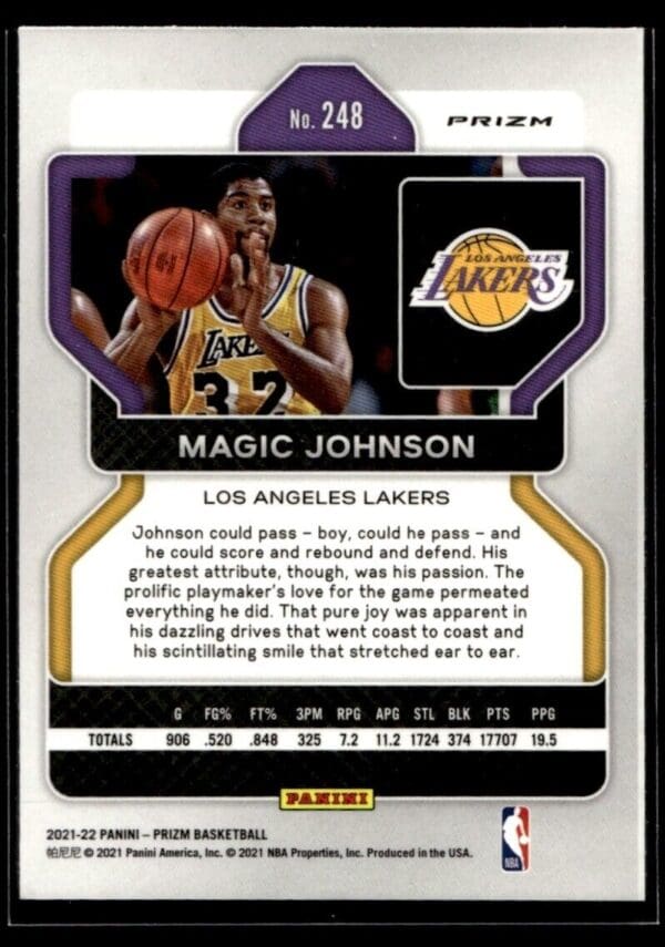 2021 Panini Prizm Los Angeles Lakers #248 Magic Johnson Cracked Ice