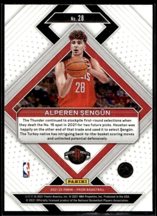 2021 Panini Prizm Emergent Houston Rockets #28 Alperen Sengun RC Rookie