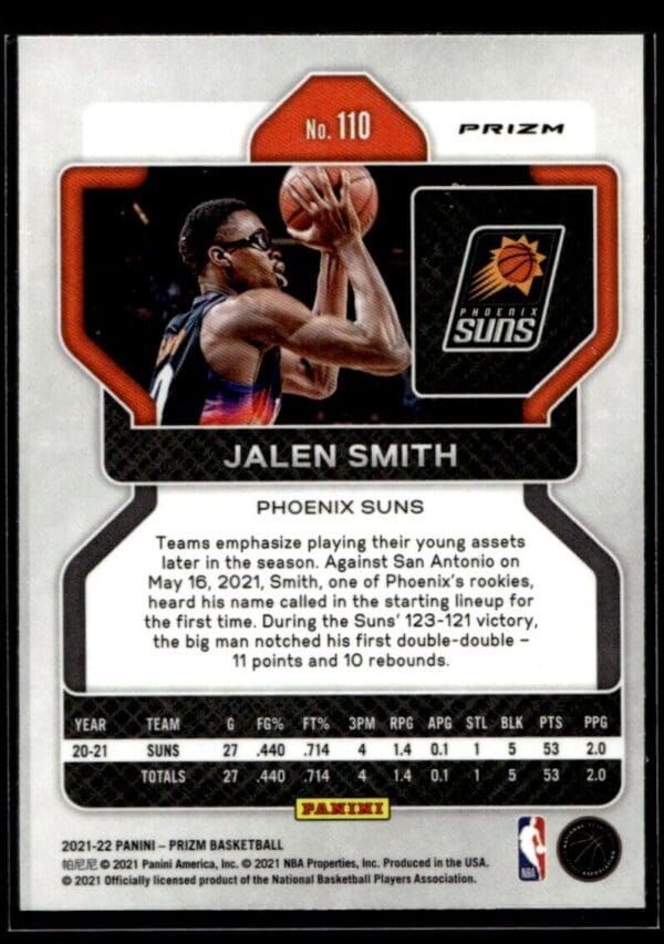 2021 Panini Prizm Phoenix Suns #110 Jalen Smith Green