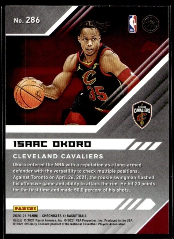 2020 Panini Chronicles XR Cleveland Cavaliers #286 Isaac Okoro RC Rookie