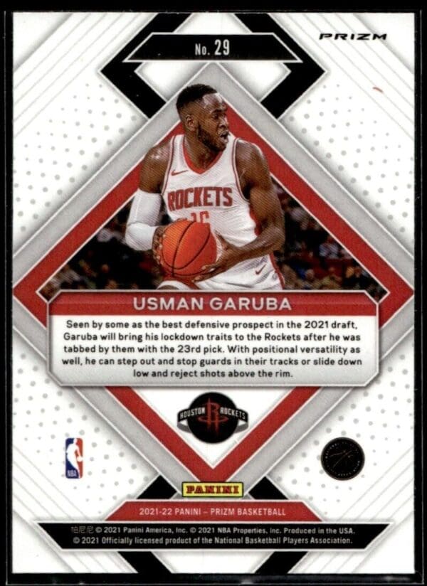 2021 Panini Prizm Emergent Houston Rockets #29 Usman Garuba RC Rookie Holo