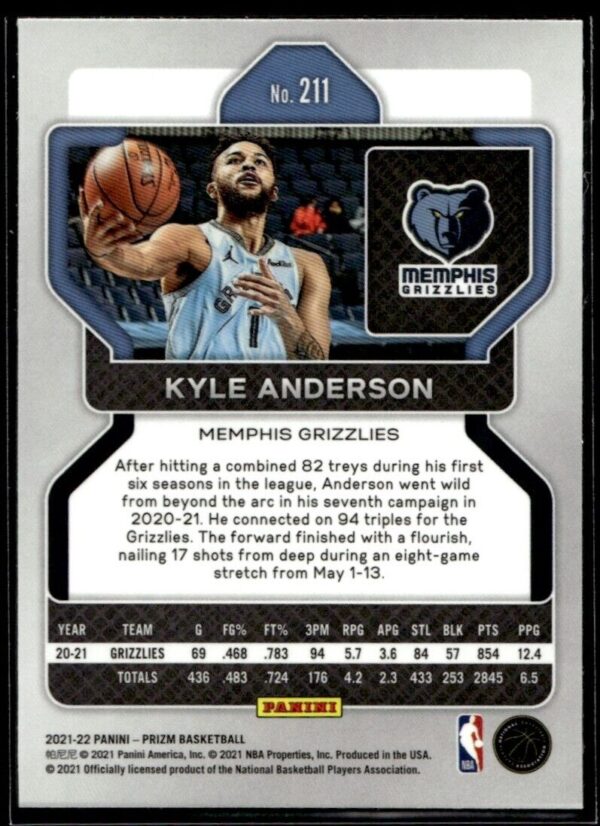 2021 Panini Prizm Memphis Grizzlies #211 Kyle Anderson