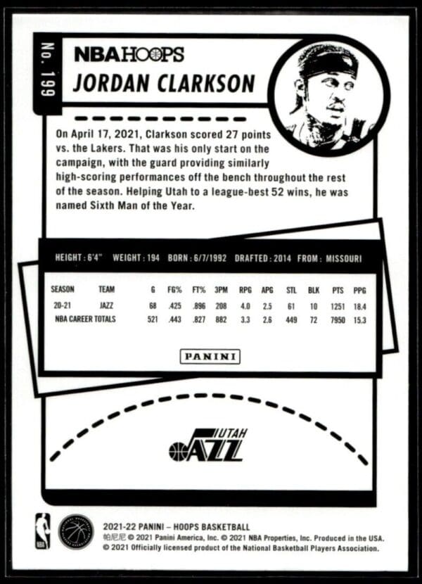 _10 2020 Hoops Utah Jazz #199 Jordan Clarkson