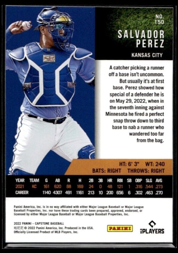 2022 Panini Capstone Kansas City Royals #150 Salvador Perez