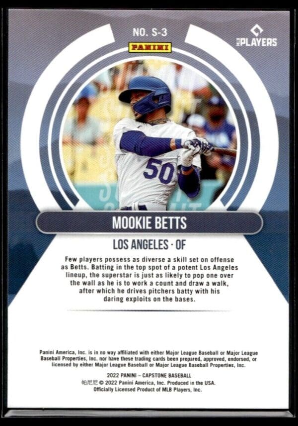 2022 Panini Capstone Los Angeles Dodgers #S-3 Mookie Betts