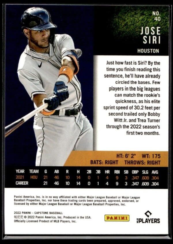 _10 2022 Panini Capstone Cincinnati Reds #40 Jose Siri RC Rookie