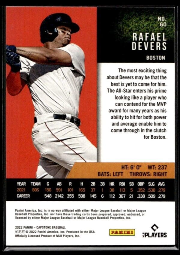 2022 Panini Capstone Boston Red Sox #60 Rafael Devers