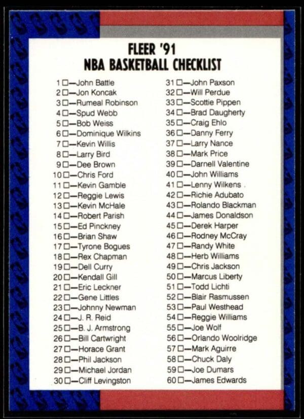 _10 1991 Fleer #239 Checklist