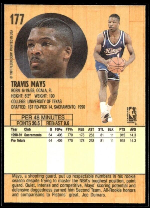 1991 Fleer Atlanta Hawks #177 Travis Mays