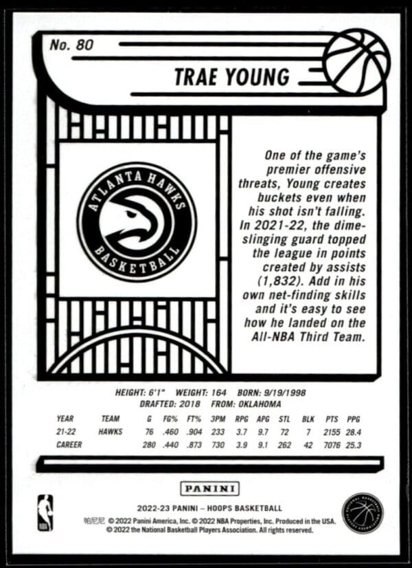 2022 Hoops Atlanta Hawks #80 Trae Young