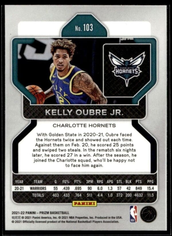 2021-22 Panini Prizm Kelly Oubre Jr. Charlotte Hornets #103