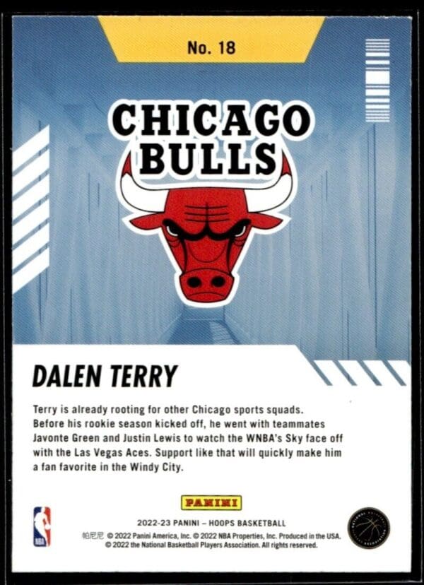2022 Hoops Arriving Now Chicago Bulls #18 Dalen Terry RC Rookie