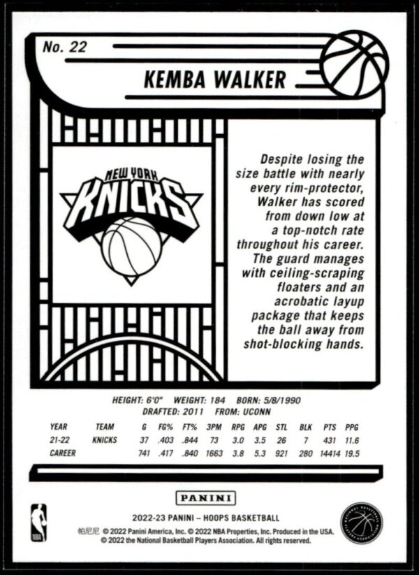 2022 Hoops New York Knicks #22 Kemba Walker