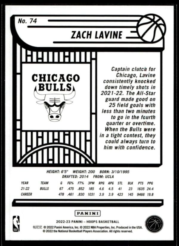 2022 Hoops Chicago Bulls #74 Zach LaVine