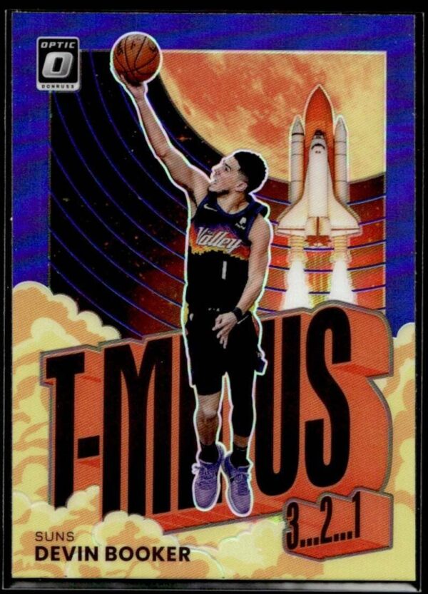 _10 2021 Donruss Optic T-Minus Phoenix Suns #15 Devin Booker Purple Holo