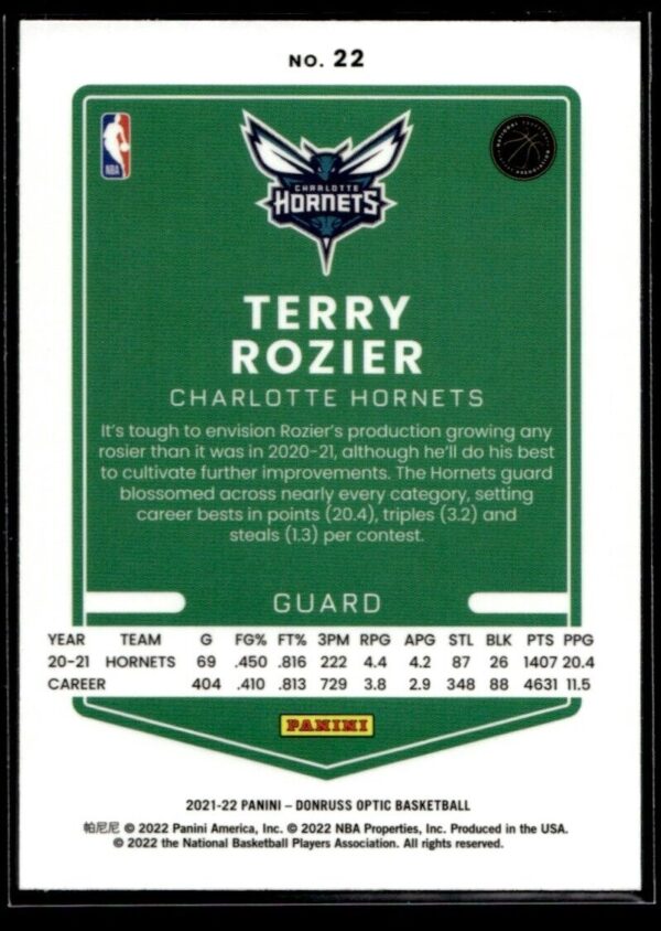 _10 2021 Donruss Optic Charlotte Hornets #22 Terry Rozier