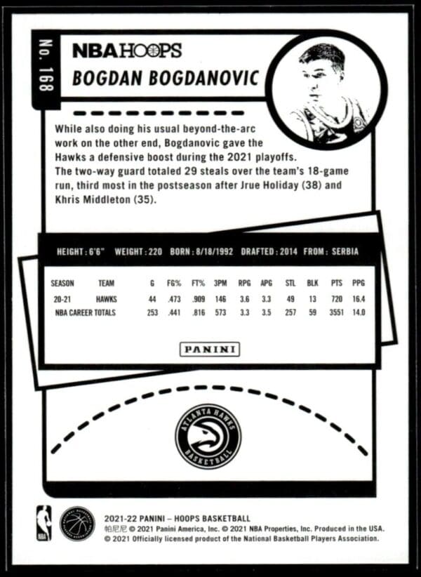 2021 NBA Hoops Atlanta Hawks #168 Bogdan Bogdanovic