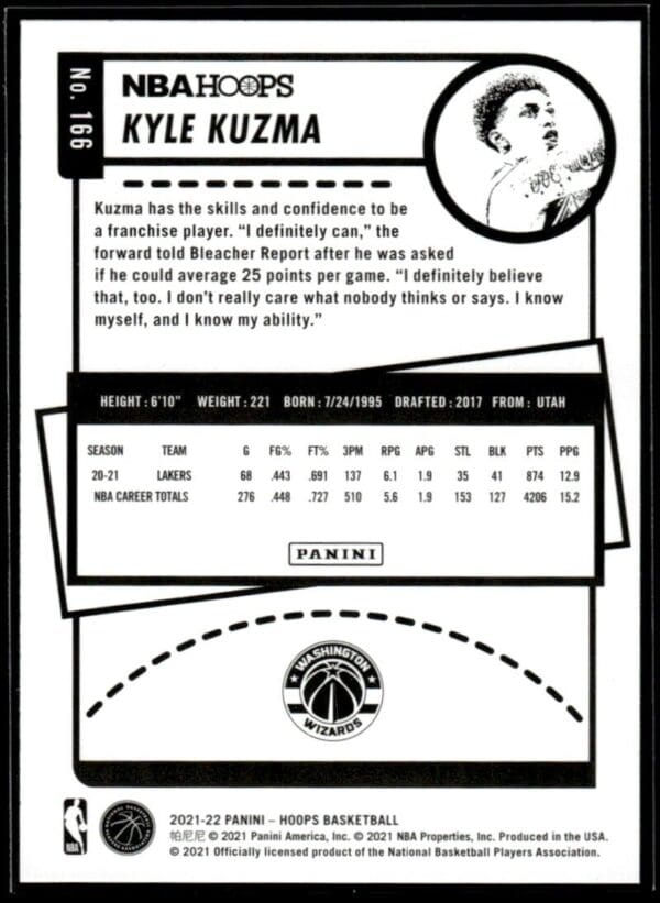 2021 NBA Hoops Washington Wizards #166 Kyle Kuzma