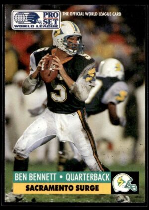_10 1991 Pro Set WLAF World Bowl Combo Sacramento Surge #28 Ben Bennett