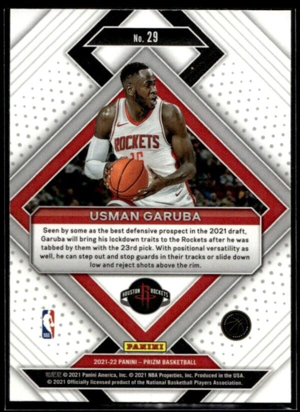 2021-22 Panini Prizm Emergent Usman Garuba Auto Houston Rockets #29