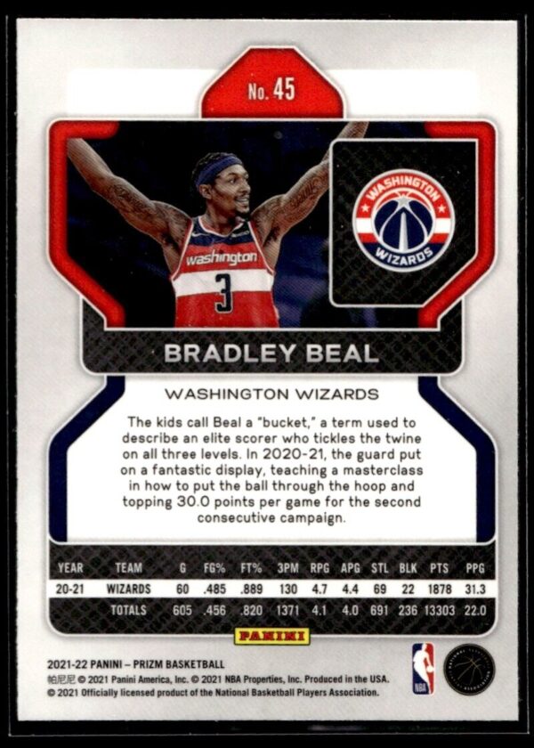 2021 Panini Prizm Washington Wizards #45 Bradley Beal