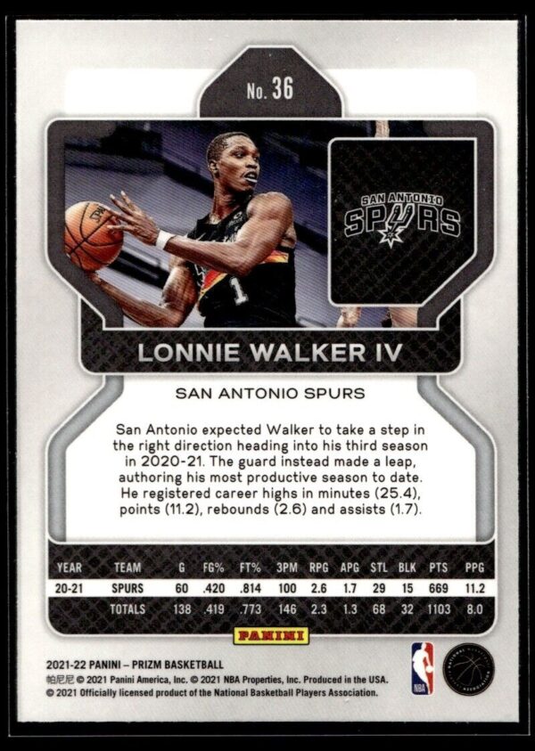 _10 2021 Panini Prizm San Antonio Spurs #36 Lonnie Walker IV