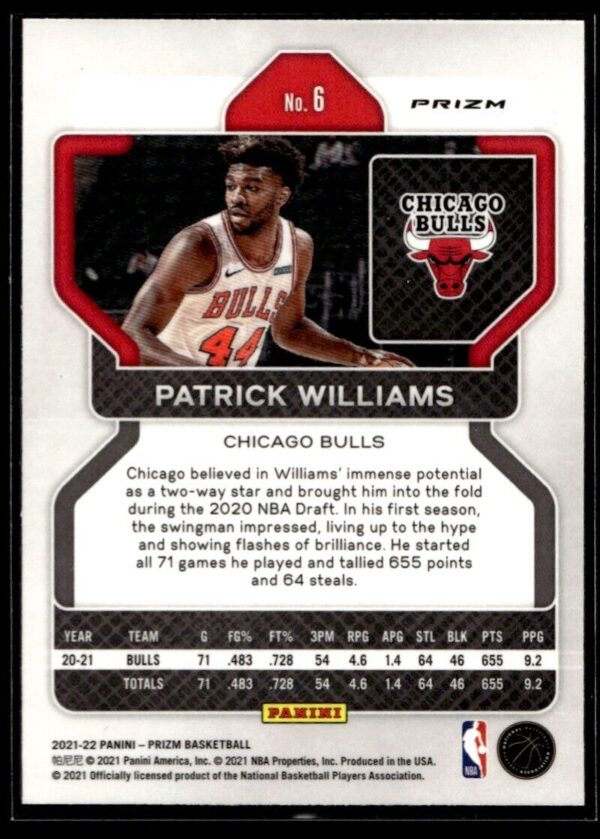 2021 Panini Prizm Chicago Bulls #6 Patrick Williams