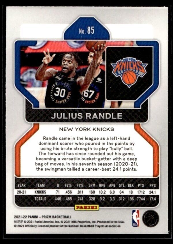 2021 Panini Prizm New York Knicks #85 Julius Randle