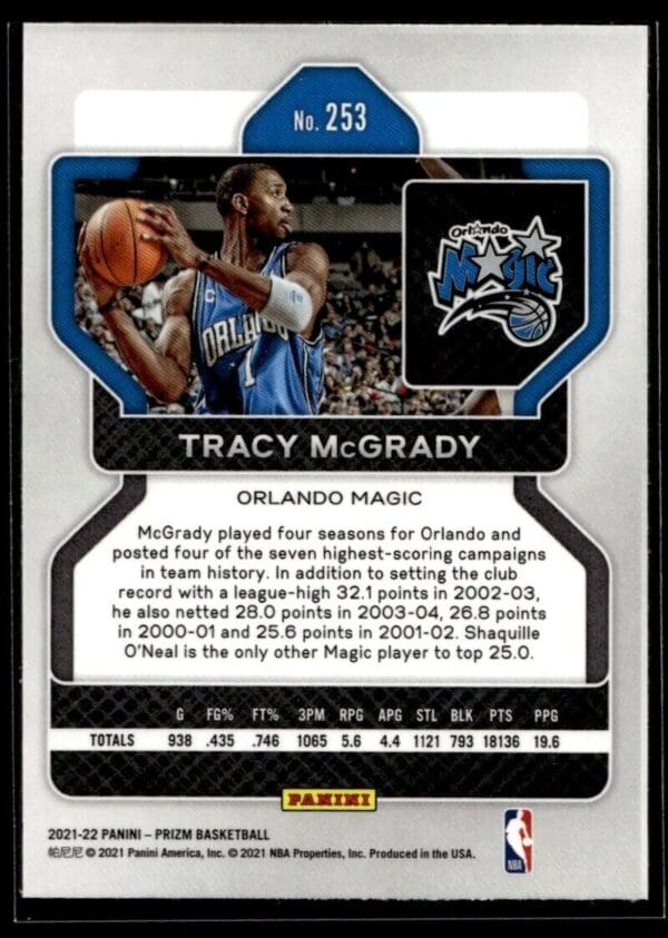 2021 Panini Prizm Orlando Magic #253 Tracy McGrady