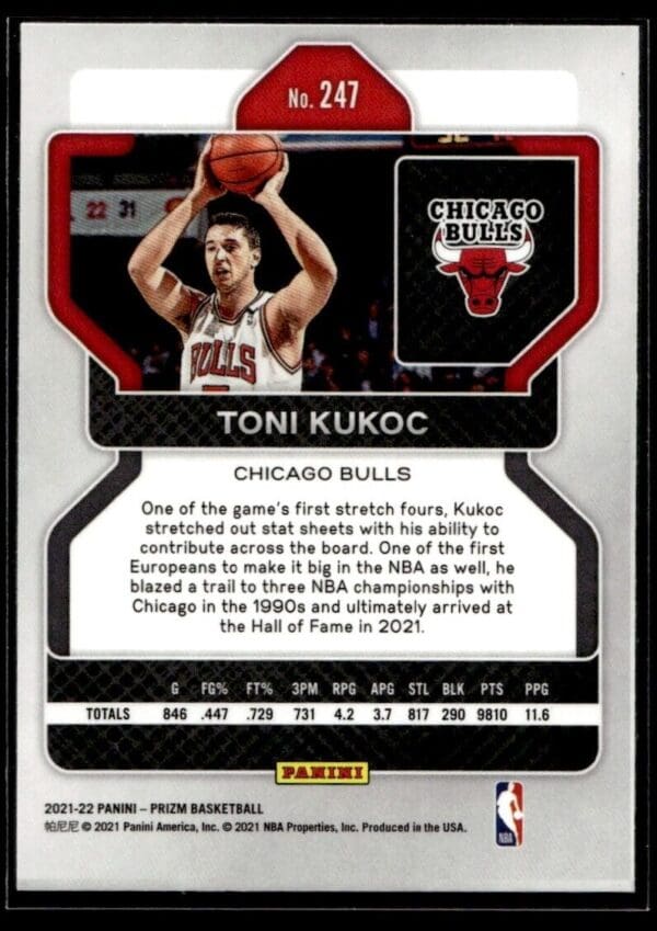 2021 Panini Prizm Chicago Bulls #247 Toni Kukoc