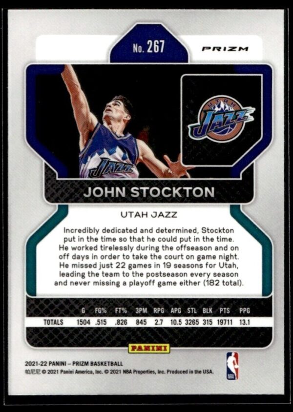_10 2021 Panini Prizm Utah Jazz #267 John Stockton Silver