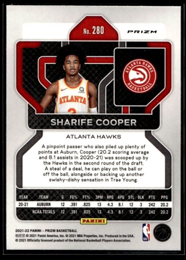 _10 2021 Panini Prizm Cracked Ice Atlanta Hawks #280 Sharife Cooper RC Rookie