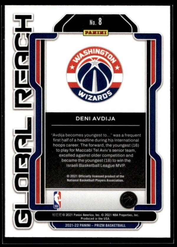 _10 2021 Panini Prizm Global Reach Washington Wizards #8 Deni Avdija