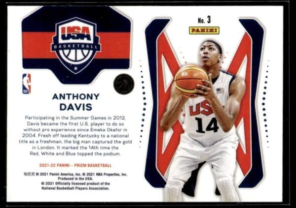 2021 Panini Prizm USA Basketball USA #3 Anthony Davis