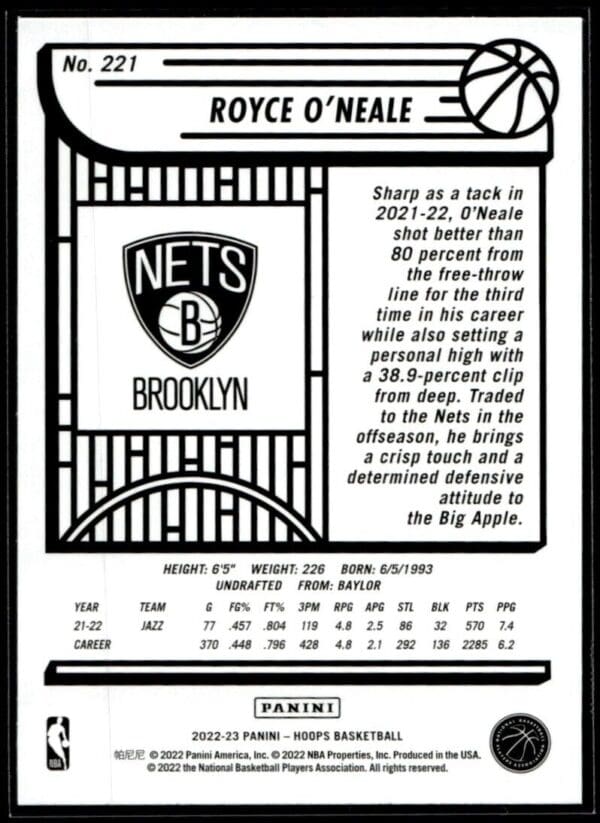 2022 Hoops Brooklyn Nets #221 Royce O'Neale