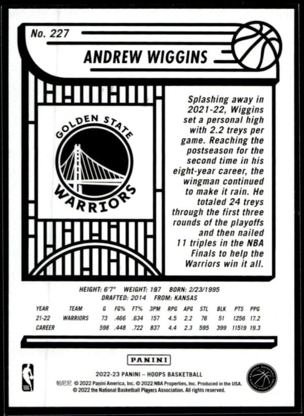 _10 2022 Hoops Golden State Warriors #227 Andrew Wiggins