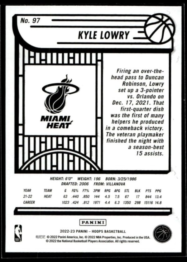 2022 Hoops Miami Heat #97 Kyle Lowry