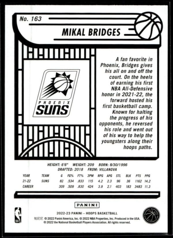 2022 Hoops Phoenix Suns #163 Mikal Bridges