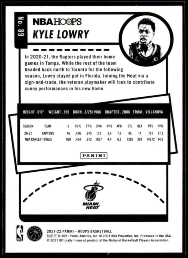 2021 NBA Hoops Miami Heat #89 Kyle Lowry