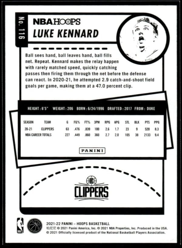 2021 NBA Hoops Los Angeles Clippers #116 Luke Kennard