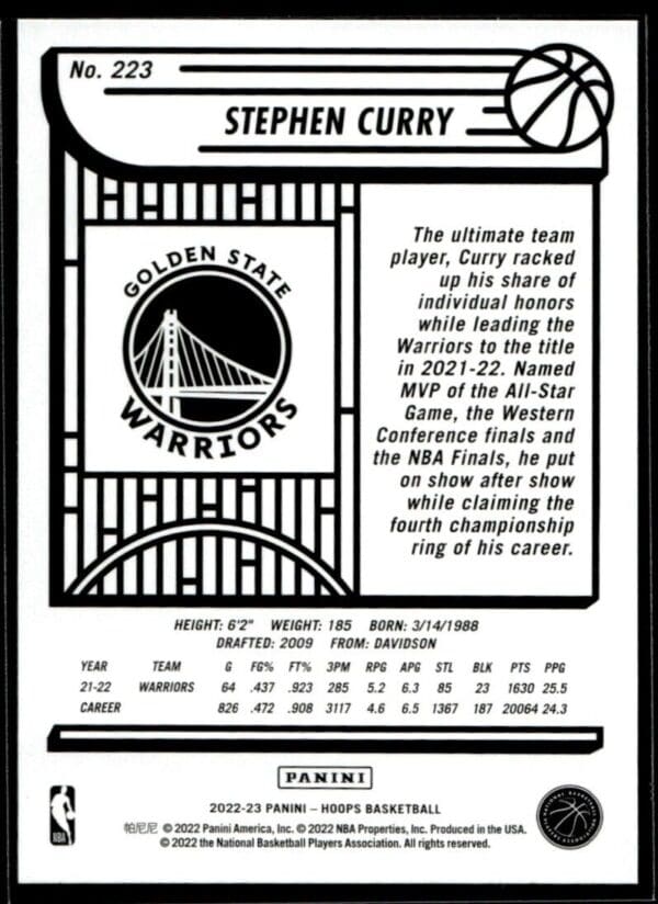 2022 Hoops Golden State Warriors #223 Stephen Curry