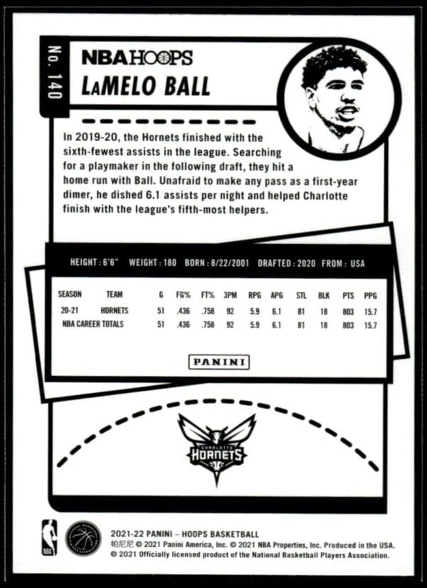 2021 NBA Hoops Charlotte Hornets #140 LaMelo Ball