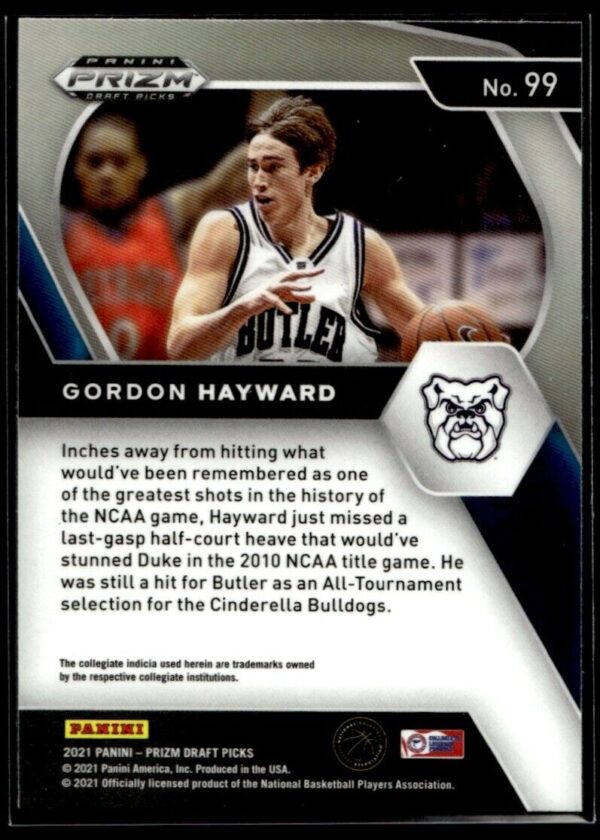 2021 Panini Prizm Draft Picks Butler Bulldogs #99 Gordon Hayward