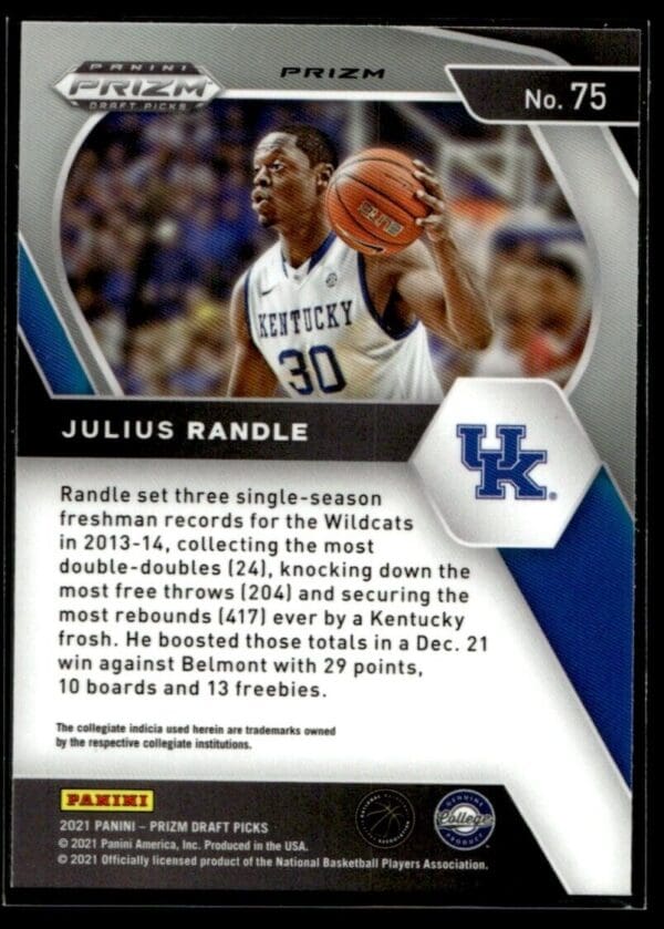 _10 2021 Panini Prizm Draft Picks New York Knicks #75 Julius Randle RC Rookie Orange