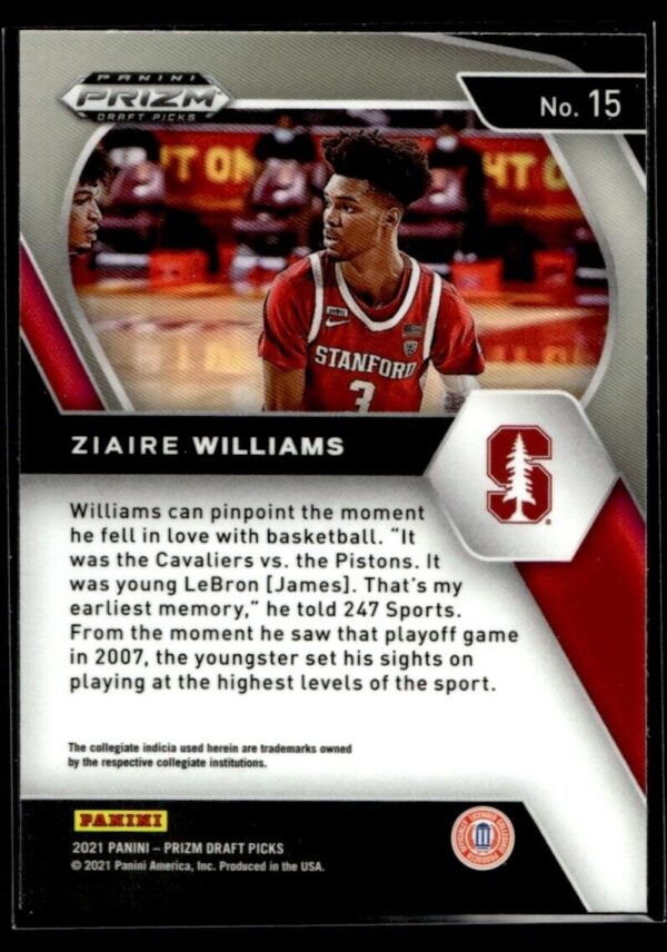 2021 Panini Prizm Draft Picks Memphis Grizzlies #15 Ziaire Williams RC Rookie