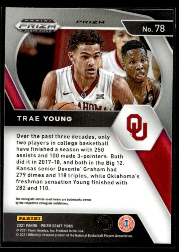 _10 2021 Panini Prizm Draft Picks Oklahoma Sooners #78 Trae Young Orange Cracked Ice