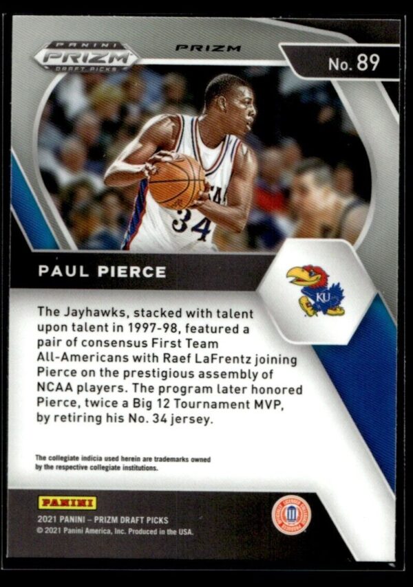 2021 Panini Prizm Draft Picks Kansas Jayhawks #89 Paul Pierce RC Rookie Orange C
