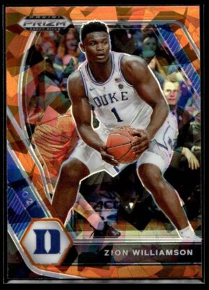 2021 Panini Prizm Draft Picks Duke Blue Devils #63 Zion Williamson Orange Cracke