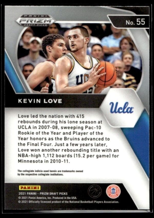 _10 2021 Panini Prizm Draft Picks UCLA Bruins #55 Kevin Love