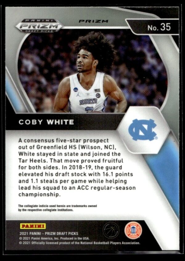 2021 Panini Prizm Draft Picks North Carolina Tar Heels #35 Coby White Orange Cra